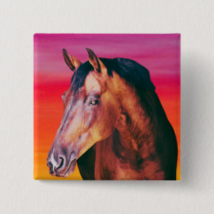 Bay Horse Gradient   2 Inch Square Button