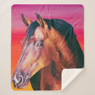 Bay Horse Gradient    Sherpa Blanket