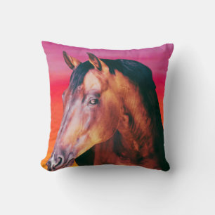 Bay Horse Gradient    Throw Pillow