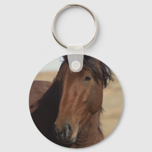 Bay Horse in Wind Keychain