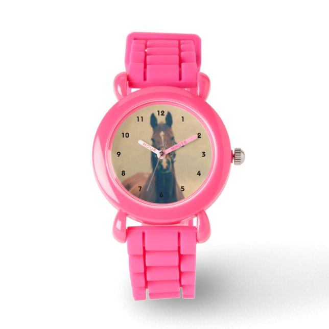 Bay Horse Standing in a Field Watch (Front)