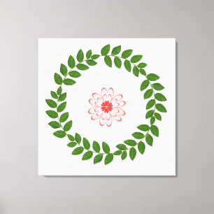 Bay Laurel Wreath & Heart Flower Mandala Canvas Print