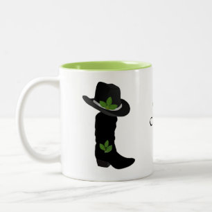 Bay Leaf, Cowgirl Black Hat & Boot Two-Tone Coffee Mug
