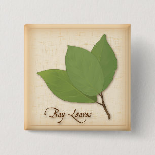 Bay Leaves 2 Inch Square Button