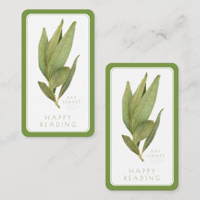 BAY LEAVES Bookmark - 3.5x2 Card + Text / Green (Front/Back)
