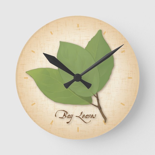 Bay Leaves Round Clock (Front)