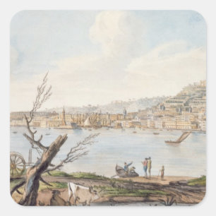 Bay of Naples from sea shore near the Maddalena Br Square Sticker