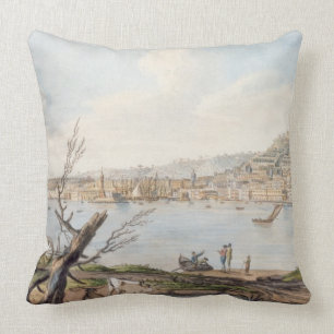 Bay of Naples from sea shore near the Maddalena Br Throw Pillow