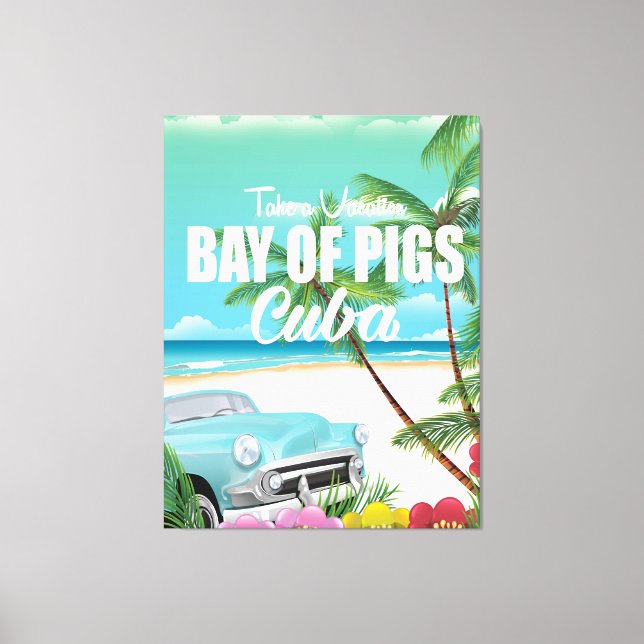 Bay of Pigs, Cuba beach vacation poster Canvas Print (Front)
