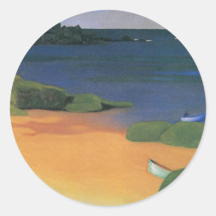 Bay of Tregastel by Felix Vallotton, Fine Art Classic Round Sticker