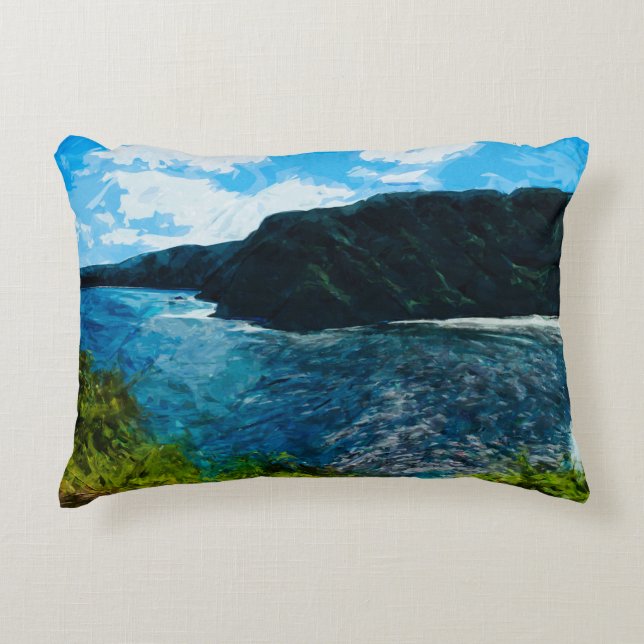 Bay On the Road to Hana Maui Hawaii Abstract Decorative Pillow (Front)