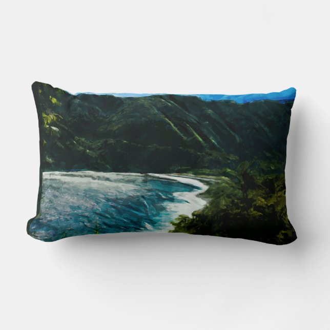 Bay On the Road to Hana Maui Hawaii Abstract Lumbar Pillow (Front)