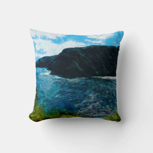 Bay On the Road to Hana Maui Hawaii Abstract Throw Pillow