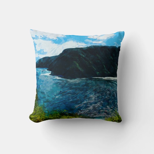 Bay On the Road to Hana Maui Hawaii Abstract Throw Pillow (Front)