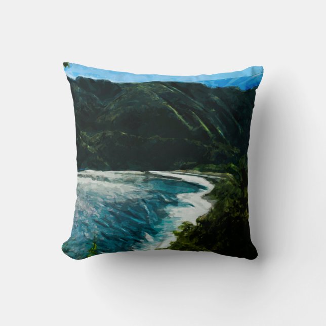 Bay On the Road to Hana Maui Hawaii Abstract Throw Pillow (Front)