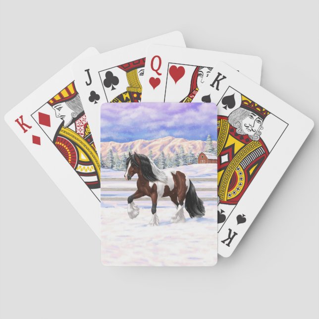 Bay Pinto Brown Skewbald Gypsy Vanner Tinker Horse Playing Cards (Back)