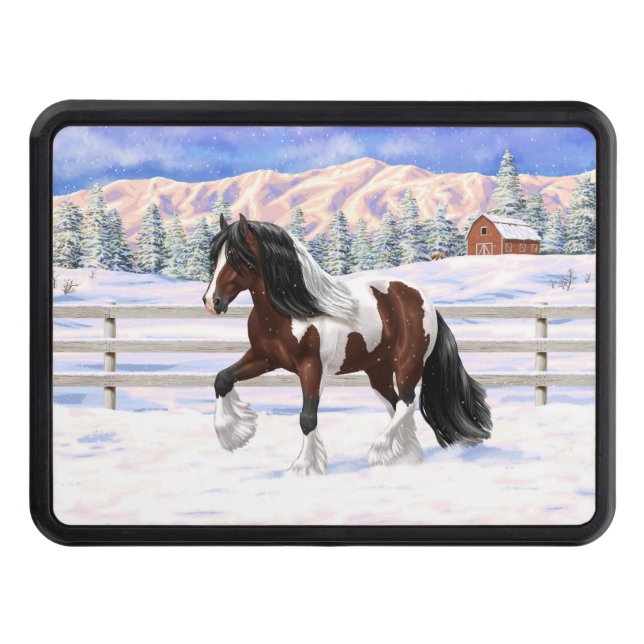 Bay Pinto Brown Skewbald Gypsy Vanner Tinker Horse Trailer Hitch Cover (Front)