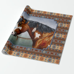 Bay Pinto War Horse Southwestern Design Wrapping Paper