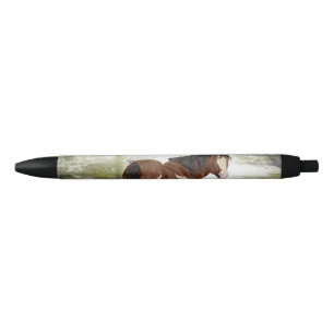 Bay Tobiano Paint Horse Black Ink Pen