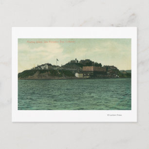 Bay View of Alcatraz Islans and Prison Postcard