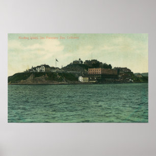 Bay View of Alcatraz Islans and Prison Poster