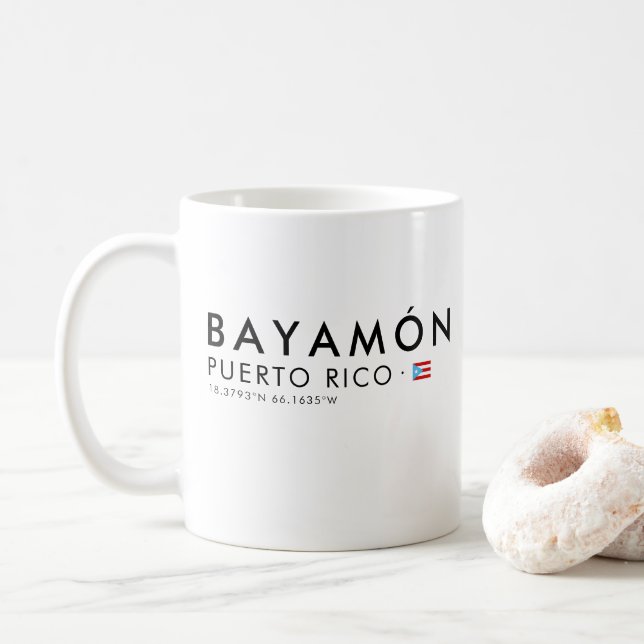 Bayamon Puerto Rico Coordinates Mug Boricua Gift (With Donut)