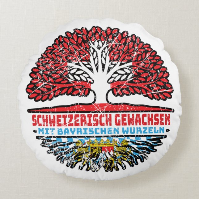 Bayern Bayrisch Schweizer Schweiz Baum Wurzel Round Pillow (Front)
