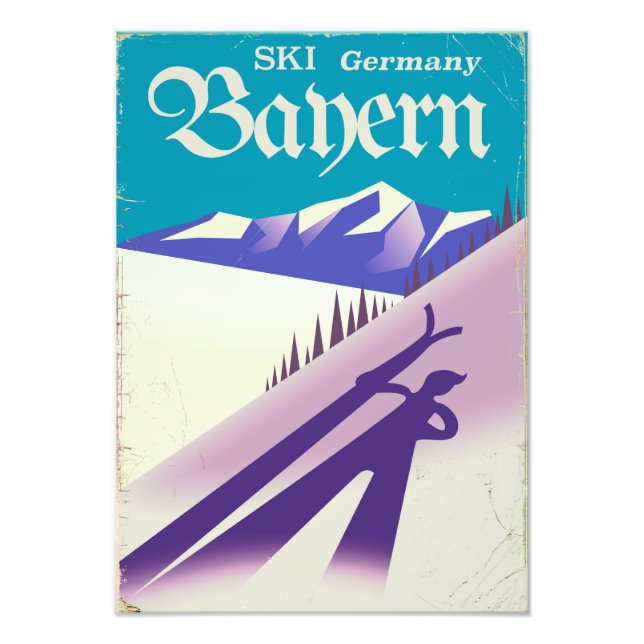 Bayern Germany vintage Ski vacation poster (Front)