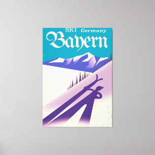 Bayern Germany vintage Ski vacation poster Canvas Print