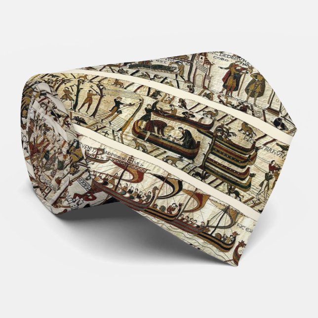 BAYEUX TAPESTRY 1066 Battle of Hastings Pattern Tie (Rolled)