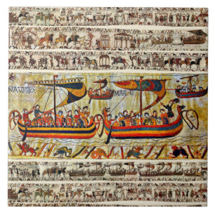 BAYEUX TAPESTRY 1066 VIKING SHIPS TILE