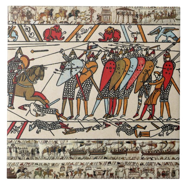 BAYEUX TAPESTRY,BATTLE OF HASTINGS,NORMAN KNIGHTS TILE (Front)