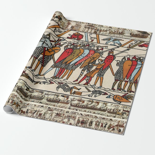 BAYEUX TAPESTRY,BATTLE OF HASTINGS,NORMAN KNIGHTS  WRAPPING PAPER (Unrolled)