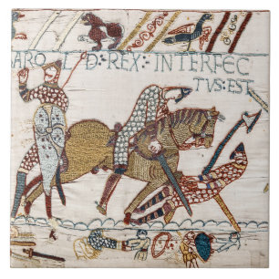 BAYEUX TAPESTRY Death of King Harold at Battle Tile