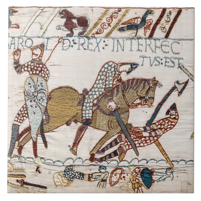 BAYEUX TAPESTRY Death of King Harold at Battle  Tile (Front)