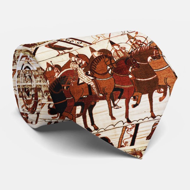 BAYEUX TAPESTRY NORMAN ARMY, KNIGHTS HORSEBACK  TIE (Rolled)