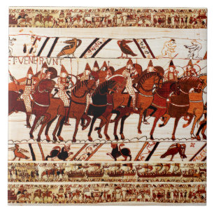 BAYEUX TAPESTRY NORMAN ARMY, KNIGHTS HORSEBACK TILE