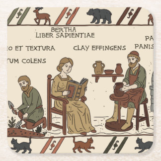 bayeux tapestry parody square paper coaster