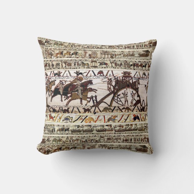 BAYEUX TAPESTRY SIEGE OF DINAN ,ATTACK TO CASTLE THROW PILLOW (Front)