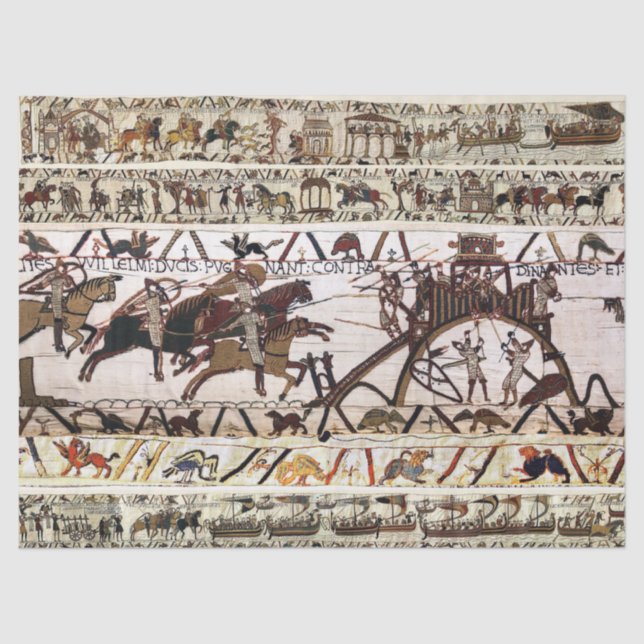BAYEUX TAPESTRY SIEGE OF DINAN ,ATTACK TO CASTLE TISSUE PAPER (Front)