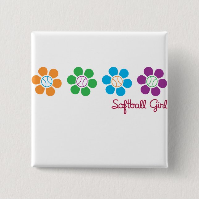 Bayflower Softball 2 Inch Square Button (Front)