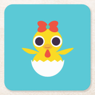 Bayla the Chick Square Paper Coaster