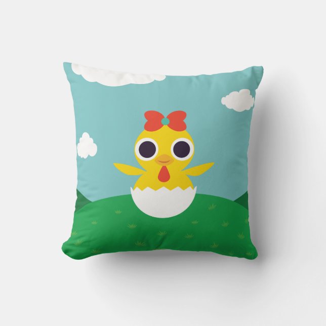 Bayla the Chick Throw Pillow (Front)