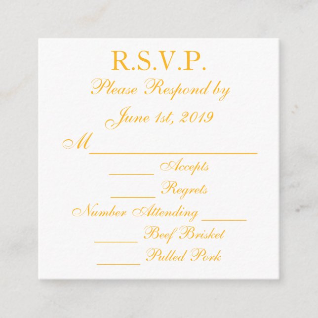 Baylor Gold and White Response RSVP Cards (Front)
