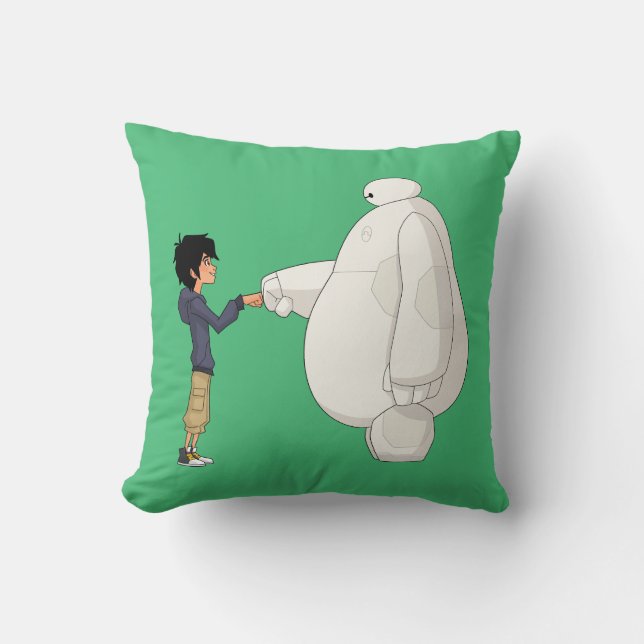 Baymax and Hiro Fist Bump Throw Pillow (Front)