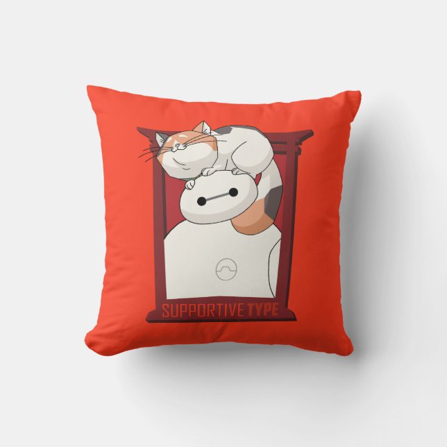 Baymax & Mochi | Supportive Type Throw Pillow (Front)