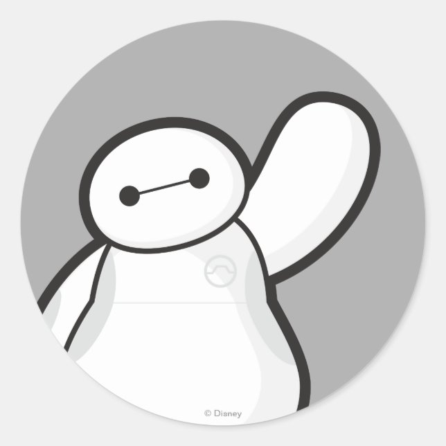 Baymax Waving Classic Round Sticker (Front)