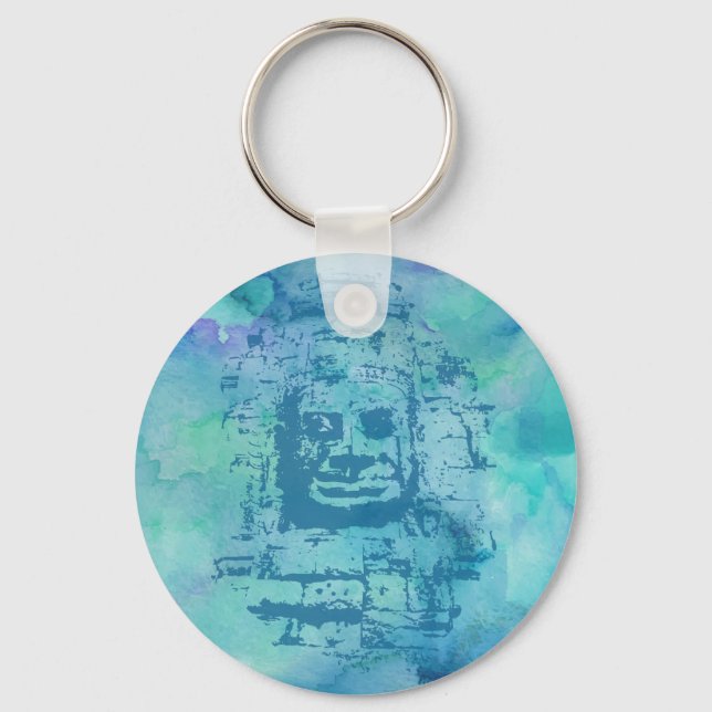 Bayon Face Blue Keychain (Front)