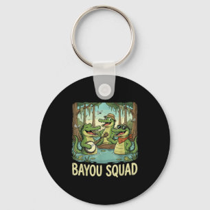 Bayou Squad Louisiana Alligator Retro Wildlife Tra Keychain