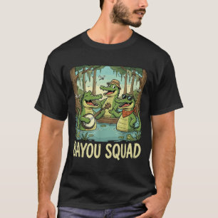 Bayou Squad Louisiana Alligator Retro Wildlife Tra T-Shirt